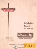Kearney & Trecker-Kearney & Trecker MWI-65, Milling Machine, Installation Manual Year (1965)-MWI-65-01